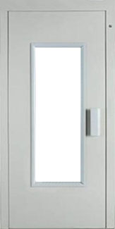 Puerta de ascensor con panel de cristal