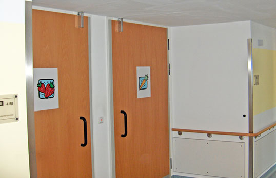 Door checks for comfortable opening and closing of highly frequented doors